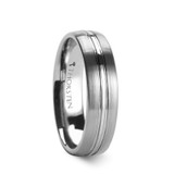 Boss Domed Brushed Tungsten Wedding Band with Center Groove