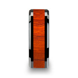 Bosulu Black Ceramic Wood Wedding Band with Padauk Wood Inlay