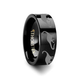 Dinosaur Brachiosaurus Flat Black Tungsten Wedding Band