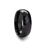 Draco Faceted Black Ceramic Wedding Band