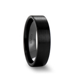 Drakon Flat Brushed Black Ceramic Wedding Band