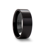 Drakon Flat Brushed Black Ceramic Wedding Band