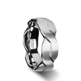 Forever Brushed White Tungsten Wedding Band with Infinity Symbol