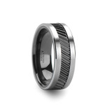 Helix Gear Teeth Pattern Black Ceramic and Tungsten Wedding Band