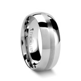 Henderson Domed White Tungsten Wedding Band with Satin Stripe