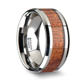 Khaya Tungsten Wedding Band with Mahogany Wood Inlay