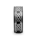 Kilkenny Black Tungsten Wedding Band with Celtic Pattern