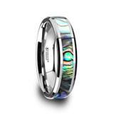 Maui Tungsten Wedding Band with Mother of Pearl Inlay