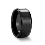 Onyx Black Ceramic Wedding Band with Black Carbon Fiber Inlay