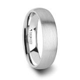 Pythius Domed Brushed White Tungsten Wedding Band