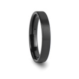 San Antonio Flat Brushed Black Tungsten Wedding Band