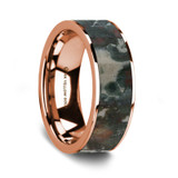 Men's 14k Rose Gold Wedding Band with Coprolite Inlay