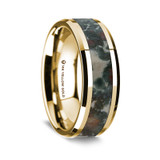 Amphion Men's 14k Yellow Gold Wedding Band with Coprolite Inlay