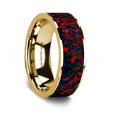 Men's 14k Yellow Gold Wedding Band with Opal Inlay