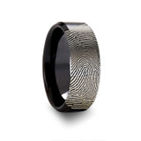 Custom Fingerprint Engraved Men's Black Tungsten Wedding Band