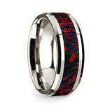 Men's 14k White Gold Wedding Band with Opal Inlay