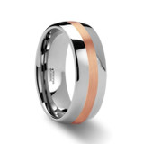 Alpheus Men's Tungsten Wedding Band with Rose Gold Inlay