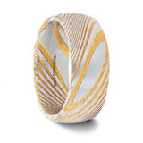 Cersei Men's Gold Damascus Steel Wedding Band