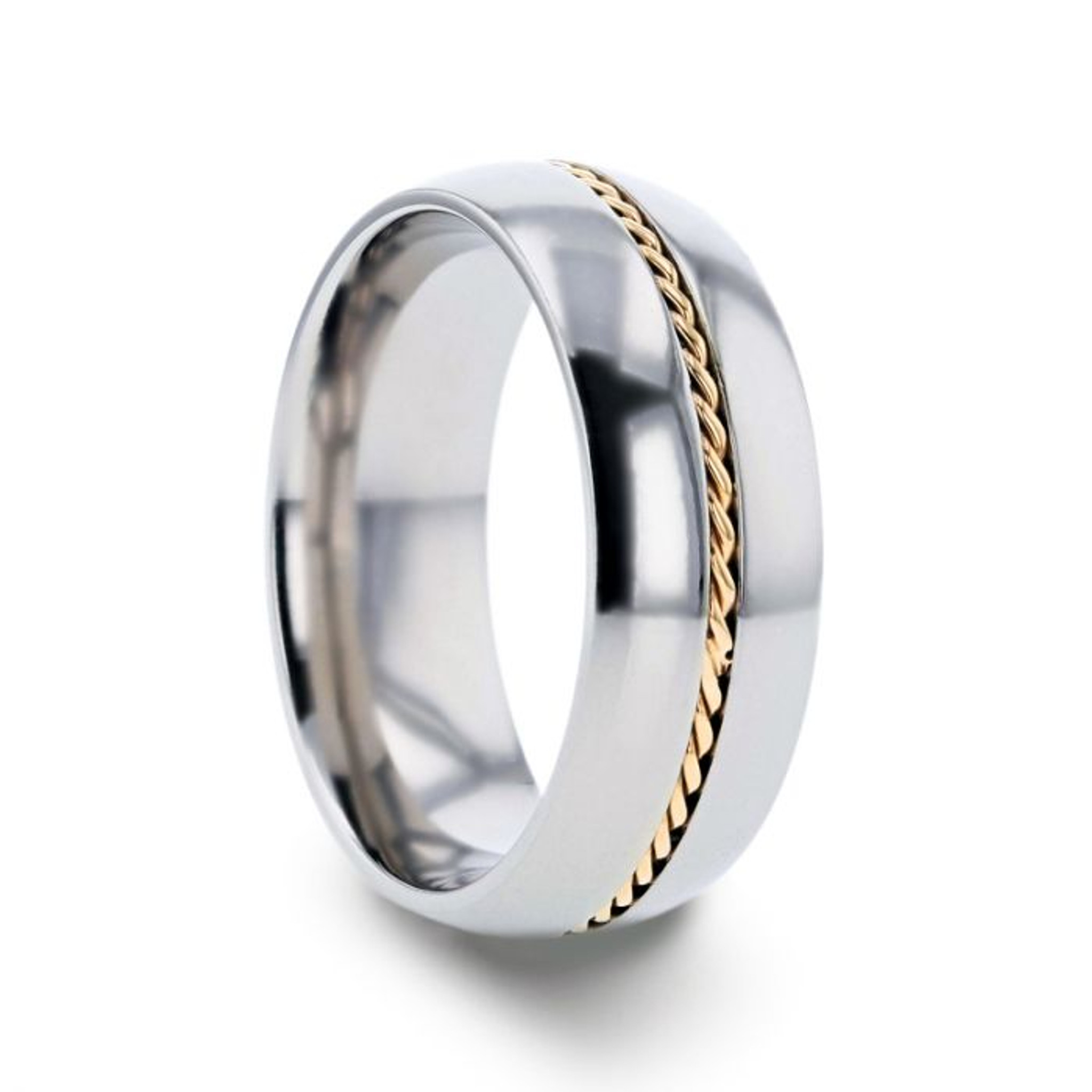 Titanium Wedding Ring with Gold Inlay g7 – Titanium Rings Studio