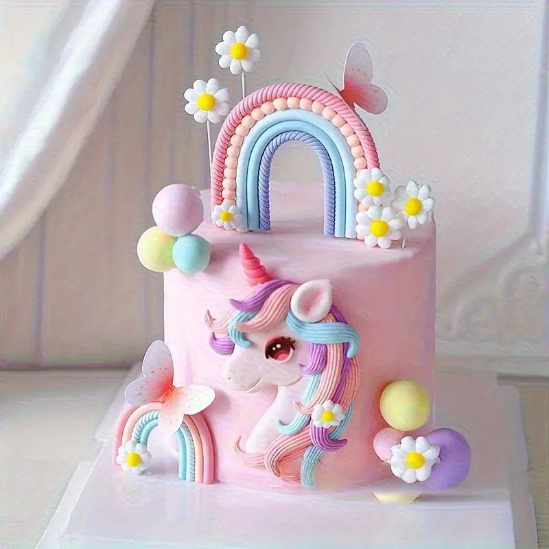 Rainbow Unicorn Cake Decoration Non Edible The Cake Mixer