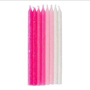 Pink Glitter Tall Candles - 16 Pack Pink Glitter Tall Candles - 16 Pack