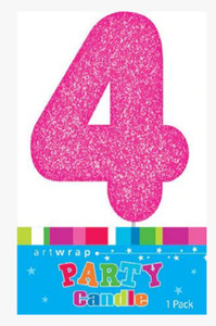 Number 4 Pink Candle With Shimmery Glitter. Number 4 Pink Candle With Shimmery Glitter.
