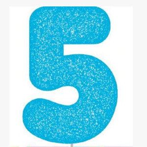 Number 5 Blue Candle With Shimmery Glitter Number 5 Blue Candle With Shimmery Glitter