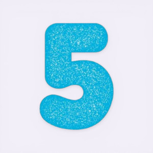 Blue glitter number 5 birthday cake candle