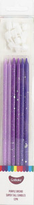 Cake Candles Super Tall 18cm Ombre Purple With Silver Splatter Cake Candles Super Tall 18cm Ombre Purple With Silver Splatter