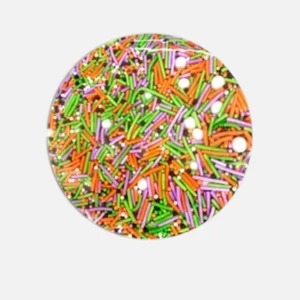 Trick or Treat Sprinkle Medley 30gm with colourful orange, green, purple, pink, black and white Halloween sprinkles
