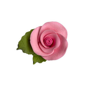 30mm Gumpaste Rose Pink With Leaf x5 30mm Gumpaste Rose Pink With Leaf x5