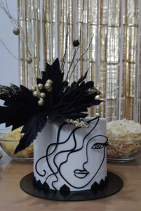 Acrylic Abstract Face Cake Topper. Black Acrylic Abstract Face Cake Topper. Black