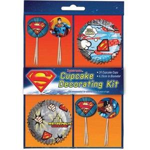 Superman Cupcake Decorating Kit - 24 Piece Superman Cupcake Decorating Kit - 24 Piece