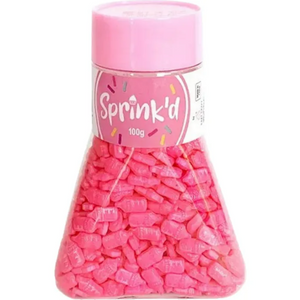 Edible Mini Baby Bottle Sprinkles - Pink - 100gm Edible Mini Baby Bottle Sprinkles - Pink - 100gm