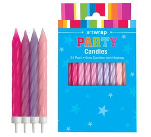 Spiral Candles Pinks & Purple - 24 Pack Spiral Candles Pinks & Purple - 24 Pack