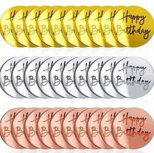 Acrylic Happy Birthday Cupcake Disc Round - 3 Colours Acrylic Happy Birthday Cupcake Disc Round - 3 Colours