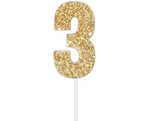 Number 3 Gold Cake Topper - Quality Card Number 3 Gold Cake Topper - Quality Card