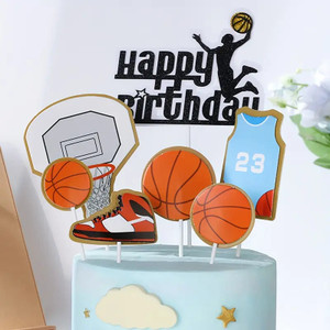 Basketball Theme Cake Topper Set - Card Stock 6 Piece Basketball Theme Cake Topper Set - Card Stock 6 Piece