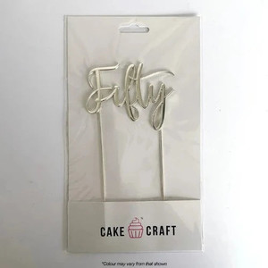 Fifty Silver Cake Topper - Metal Plated. Fifty Silver Cake Topper - Metal Plated.