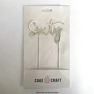 Sixty Silver Cake Topper - Metal Plated Sixty Silver Cake Topper - Metal Plated