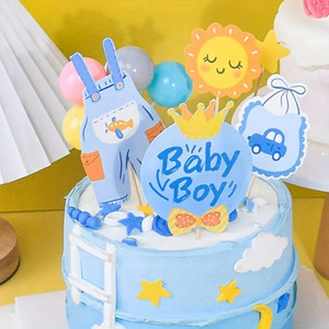 Baby Boy Card Cake Topper Set - 7 Piece Baby Boy Card Cake Topper Set - 7 Piece