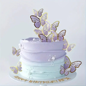 Butterfly Card Cake Decorations - Purple and Gold Butterfly Card Cake Decorations - Purple and Gold
