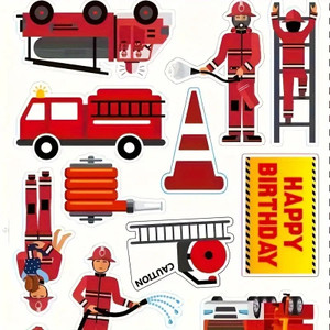 Fireman Theme Cake Topper Set. Top Quality Card Fireman Theme Cake Topper Set. Top Quality Card