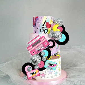Disco Theme Cake Decoration Set. Super Groovy Disco Theme Cake Decoration Set. Super Groovy