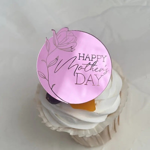 Acrylic Mothers Day Cupcake Charm. Rose Pink Acrylic Mothers Day Cupcake Charm. Rose Pink
