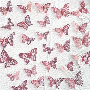Metallic Pink Card Butterfly Cake Decorations x12 Metallic Pink Card Butterfly Cake Decorations x12