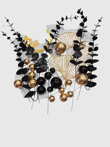 Black and Gold Birthday Cake Topper Set