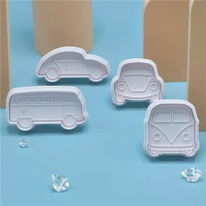 Vehicle plunger cutter set with car, taxi, bus and van shapes