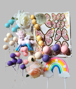Rainbow Unicorn Cake Decoration Kit. Non Edible Rainbow Unicorn Cake Decoration Kit. Non Edible