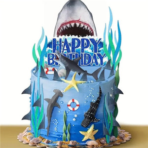 Shark Theme Cake Decorating Set. Food Safe Shark Theme Cake Decorating Set. Food Safe